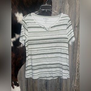 By Chicos size small (2) Green and White Striped Women's Top